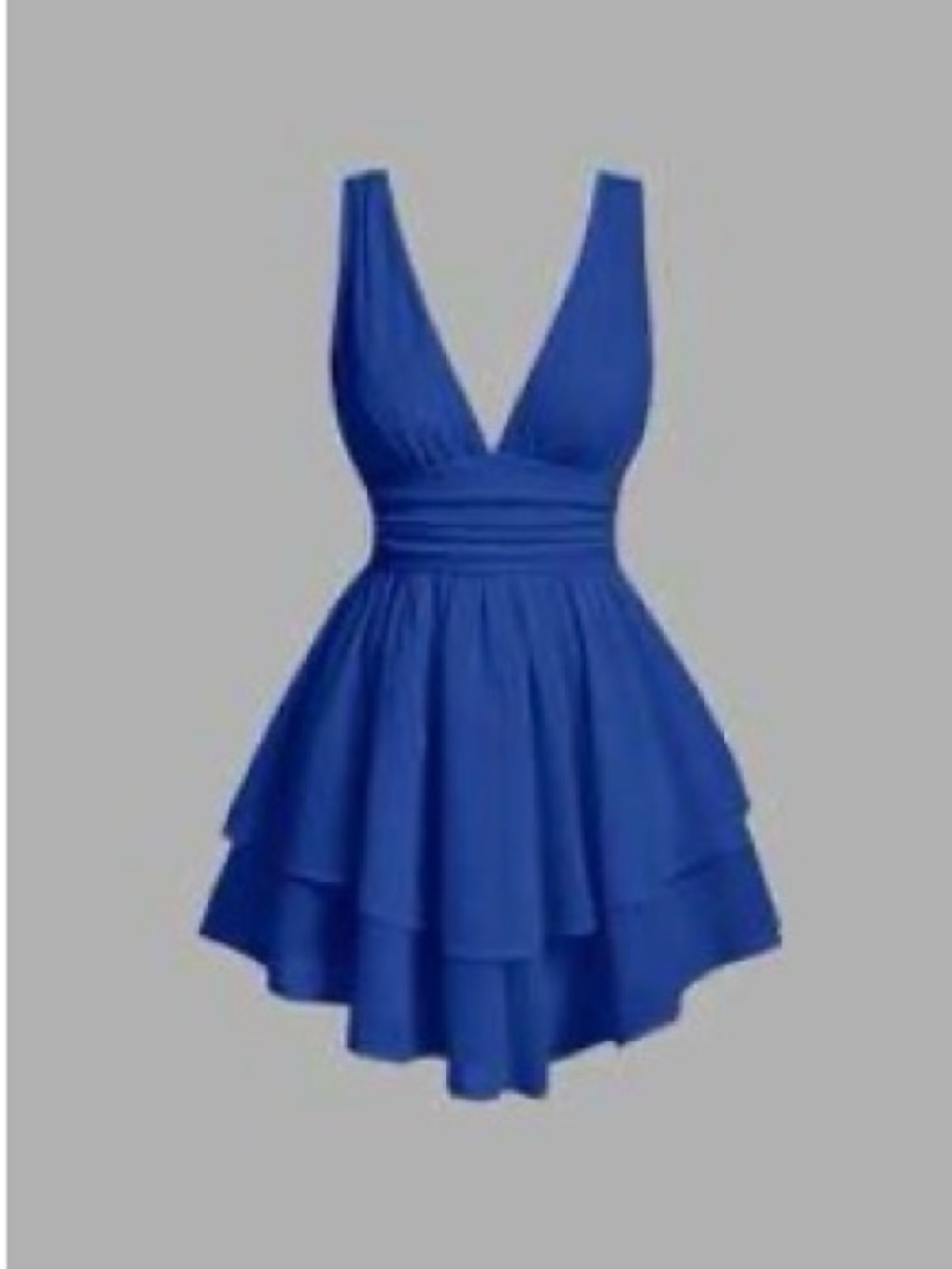 SHEIN Royal Blue Deep V Tiered Mini Dress